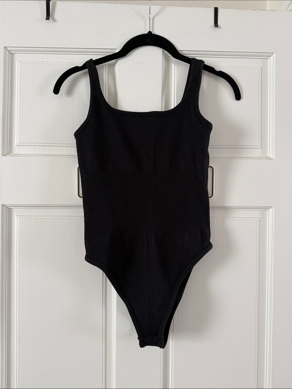 Girls' Black Ribbed Stretch One-Piece Bodysuit